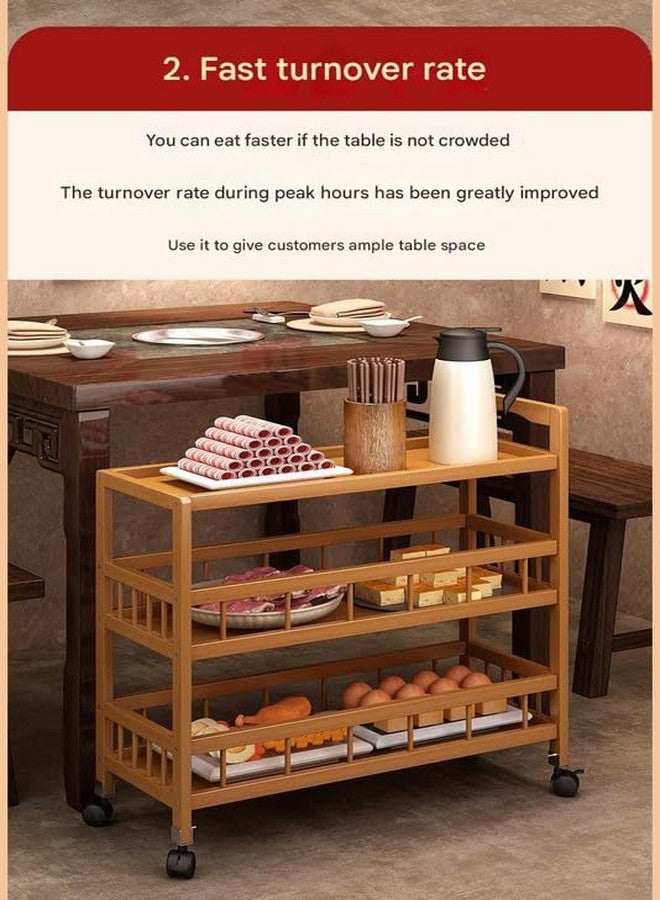 VBM 3-Tier Bamboo Serving Trolley Kitchen Rolling Cart, Utility Cart Multi-Layer Storage Shelf Rack on Wheels - Image 4