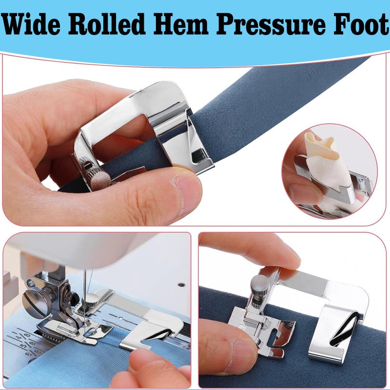 YEQIN 3 Sizes Wide Rolled Hem Pressure Foot Sewing Machine Presser Foot Hemmer Foot Set 1/2 Inch, 3/4 Inch, 1 Inch Compatible with for Brother Singer and Other Low Shank Sewing Machine - Image 3