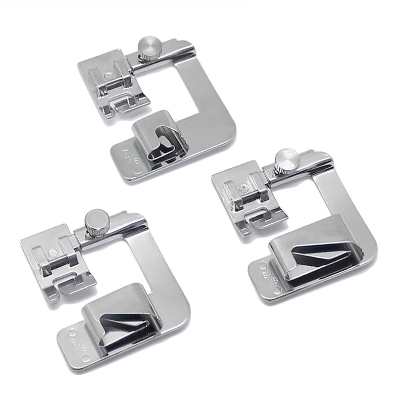 YEQIN 3 Sizes Wide Rolled Hem Pressure Foot Sewing Machine Presser Foot Hemmer Foot Set 1/2 Inch, 3/4 Inch, 1 Inch Compatible with for Brother Singer and Other Low Shank Sewing Machine - Image 5