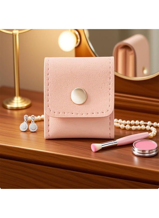 Mini Travel Jewelry Bag Mini Travel Jewelry Roll Bag with Buckle Portable Jewelry Pouch Travel Jewellery Organizer Case Small Foldable Jewellery Box for Earrings, Rings, Necklaces  (PINK)1PCS - Image 5