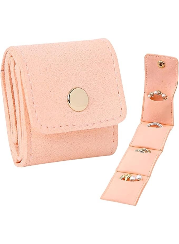 Mini Travel Jewelry Bag Mini Travel Jewelry Roll Bag with Buckle Portable Jewelry Pouch Travel Jewellery Organizer Case Small Foldable Jewellery Box for Earrings, Rings, Necklaces  (PINK)1PCS - Image 1
