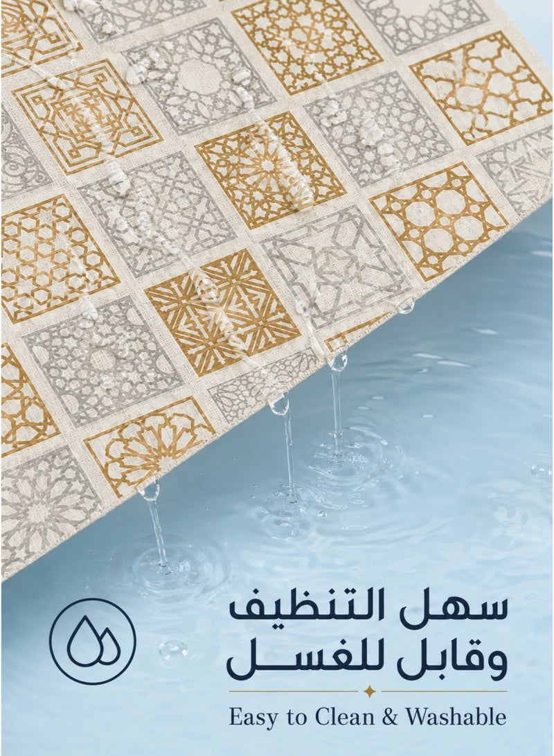 MASINGAA 4PCS Placemats, Beige Linen-Texture Table Mats with Gold and Gray Geometric Patterns, Heat-Resistant Dining Mats for Home, Restaurant and Café, Geometric Beige,40*35cm - Image 5