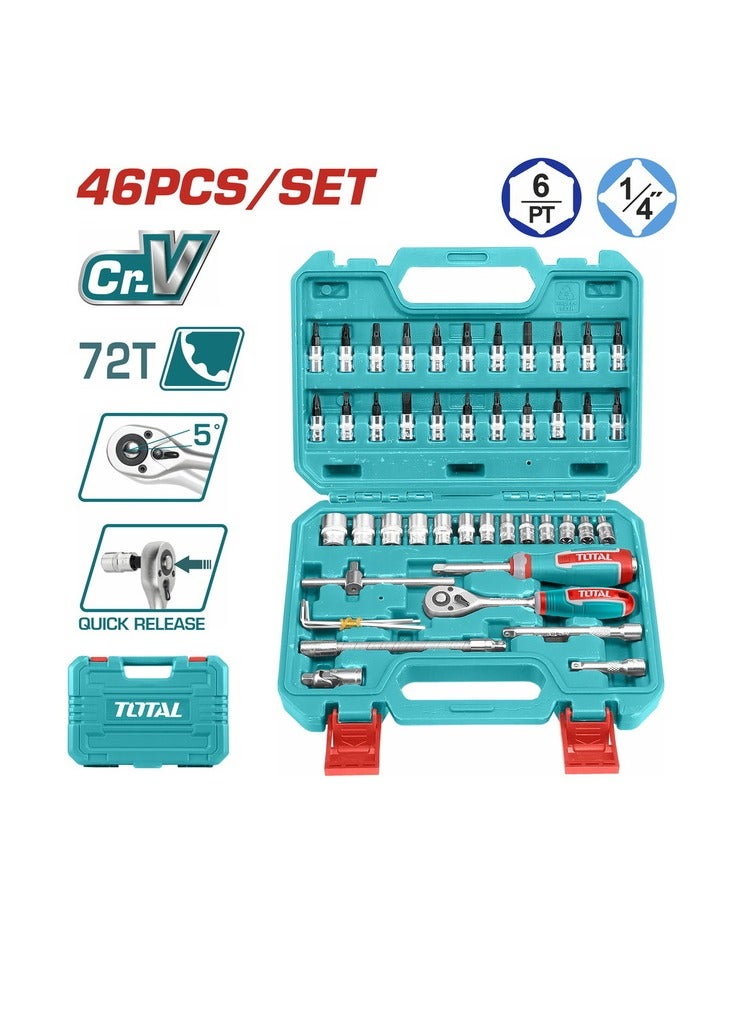 TOTAL 1/4" Socket Set 46 Pieces - THT141462 - Total
