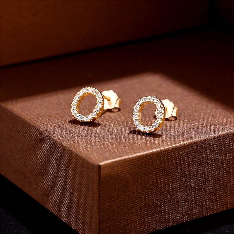 MONOOC Store Initial Stud Earrings for Girls - S925 Sterling Silver Post Cubic Zirconia Stud Earrings Initial Earrings for Girls Women Hypoallergenic Earrings Birthday Gifts for Girls Kids Jewelry - Image 4