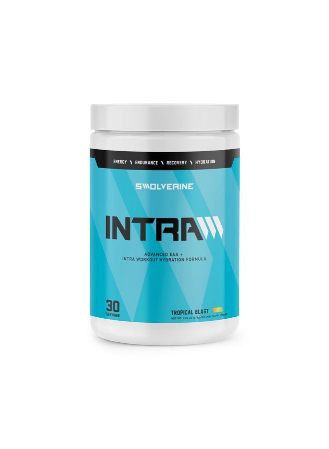 Swolverine Intra | Essential Amino Acids, Electrolytes, Coconut Water, Pomegranate, Tart Cherry, Spirulina, Vegan, Non-GMO, Gluten Free (30 Servings, Tropical Blast) - Image 1