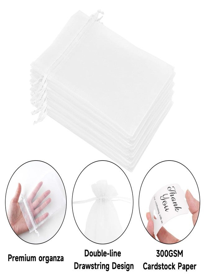 joycraft أكياس أورجانزا بيضاء من جوي كرافت، ٥٠ قطعة - أكياس شبكية برباط مقاس ٤×٦ بوصة مع بطاقات هدايا، أكياس صغيرة من الأورجانزا لتوزيعات الحفلات، مناسبة لحفلات الزفاف، وحفلات توديع العزوبية، وحفلات التخرج، والعطلات. - Image 3