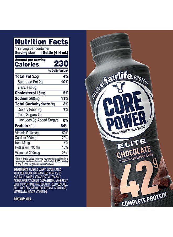 Fairlife Core Power High Protein Milk Shake Elite Chocolate  414Ml , With 42G Protein, 1X12 Pack - Image 3