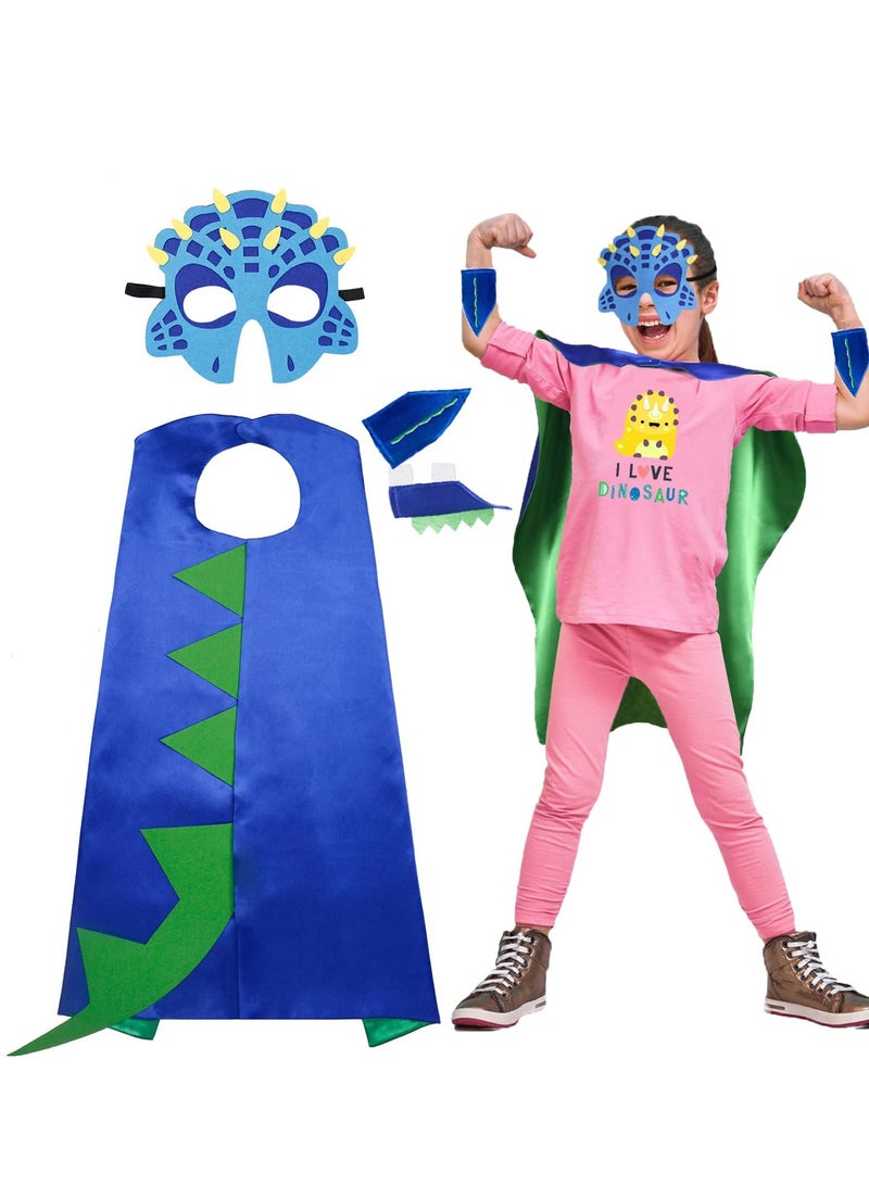 Captaintech Dinosaur Costume for Toddler Kids, Skin Print Animal Cape Mask and Bracelets as Boys Girls Dress Up Play Toys Party Gifts Jungle Theme Supplies Stage Performance - Image 1