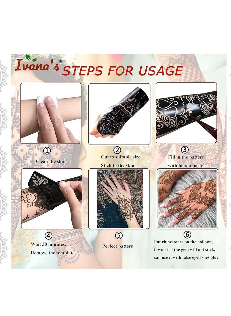 ivana's - Ivana's Set of 20 Pcs Combo Pack, Reusable Mehandi For Hands Henna Tattoo Stencil For Women, Girls And Kids Easy To Use In Just 4 Steps Indian Design Collection, D-2025 - Image 1