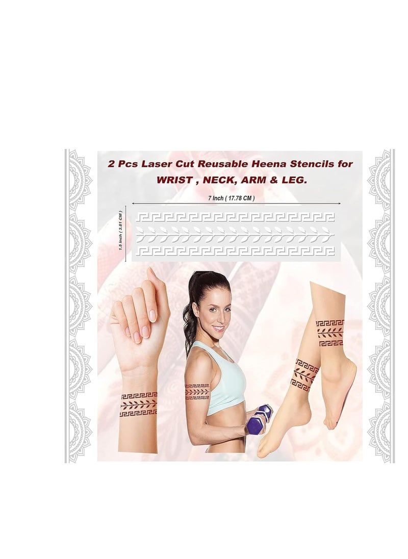 ivana's - Ivana's Set of 20 Pcs Combo Pack, Reusable Mehandi For Hands Henna Tattoo Stencil For Women, Girls And Kids Easy To Use In Just 4 Steps Indian Design Collection, D-2025 - Image 1