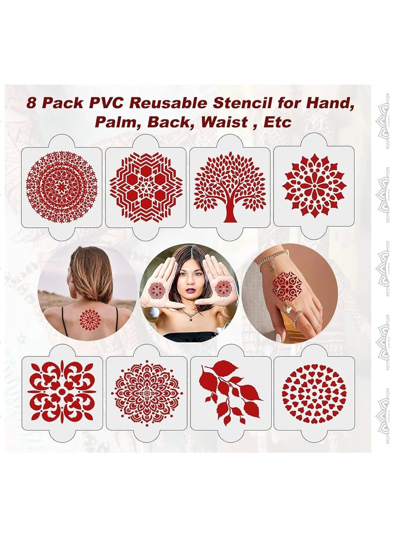 ivana's - Ivana's Set of 20 Pcs Combo Pack, Reusable Mehandi For Hands Henna Tattoo Stencil For Women, Girls And Kids Easy To Use In Just 4 Steps Indian Design Collection, D-2025 - Image 1