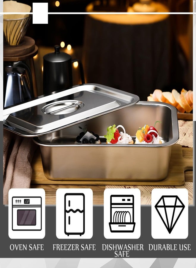 Funnymoom 1 Sets Deep Lasagna Baking Pan with Lid, 11 x 14.2 x 4 Inch 7.4 Qt Large Stainless Steel Nonstick Lasagna Baking Roasting Pans Casserole Dishes for Oven with Lids - Image 4