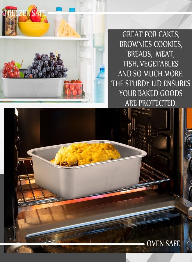 Funnymoom 1 Sets Deep Lasagna Baking Pan with Lid, 11 x 14.2 x 4 Inch 7.4 Qt Large Stainless Steel Nonstick Lasagna Baking Roasting Pans Casserole Dishes for Oven with Lids - Image 2
