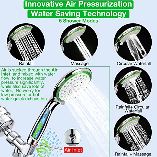 Luxau Filtered Shower Head Combo, Includes 79" Hose, 20 Stage Shower Filter Head, High Pressure Handheld Spray Showerhead, Shower Arm Mount Holder, for Hard Well Water Chlorine, Chrome (S10) - Image 2