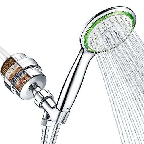 Luxau Filtered Shower Head Combo, Includes 79" Hose, 20 Stage Shower Filter Head, High Pressure Handheld Spray Showerhead, Shower Arm Mount Holder, for Hard Well Water Chlorine, Chrome (S10) - Image 1