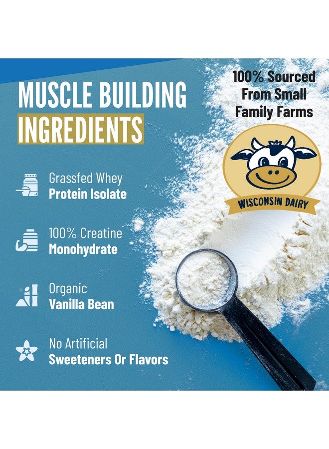 B.rad Grass-Fed Whey Protein Isolate Powder with Creatine | All-Natural, Ultra-Pure, Clean Ingredients | 100% USA-Sourced Superfuel | 2 Pounds | Vanilla Bean - Image 3