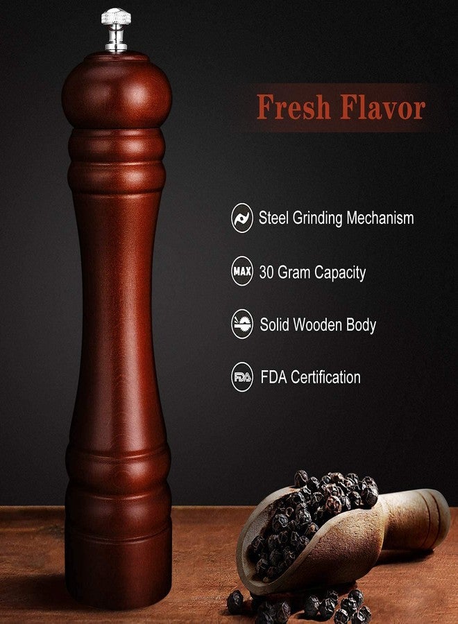 SCILLA Manual Wooden Salt and Pepper Grinder | Fine Grinding with Adjustable Coarseness Refillable Stainless Steel Mechanism | 8 inch Pepper Mill Grinder (Brown) - Image 5