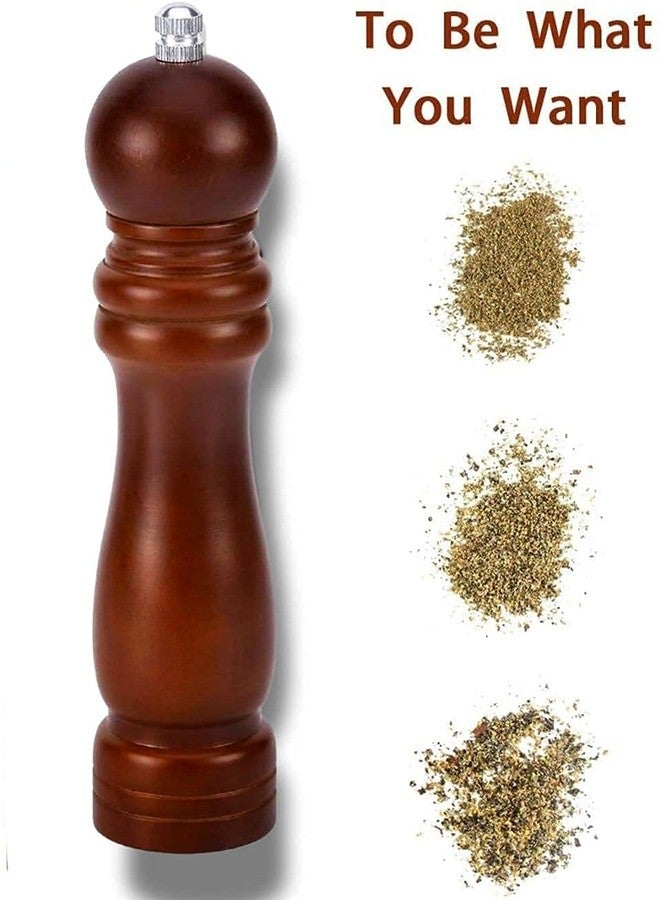 SCILLA Manual Wooden Salt and Pepper Grinder | Fine Grinding with Adjustable Coarseness Refillable Stainless Steel Mechanism | 8 inch Pepper Mill Grinder (Brown) - Image 2