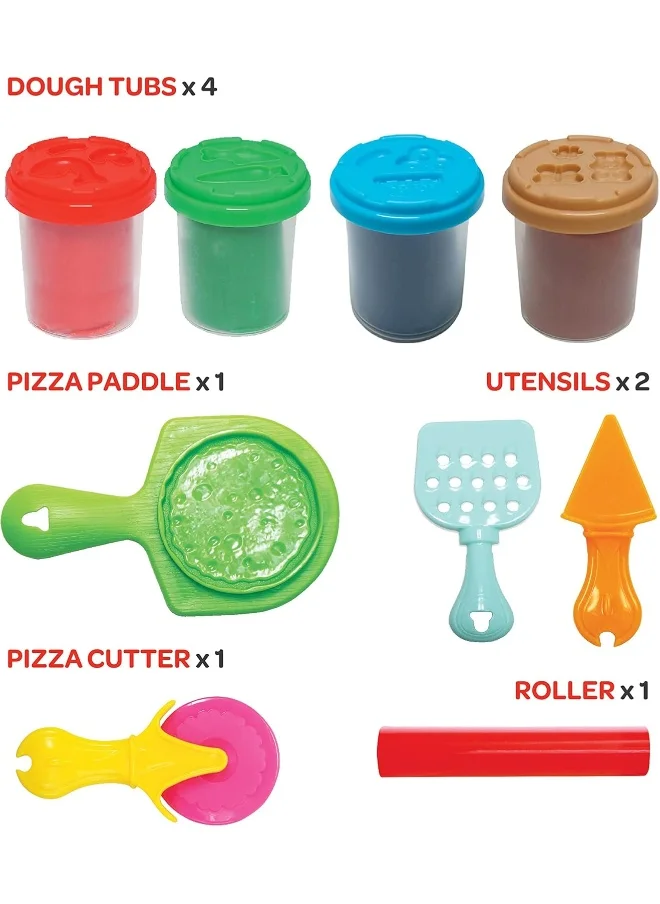 Moon Dough Creation Pizza Treat – Educational Playdough For Kids With Cutters Tools – Nontoxic Modeling Clay For 3+ Years – Diy Clay Toys And Accessories For Birthday Party – 4 X 56G