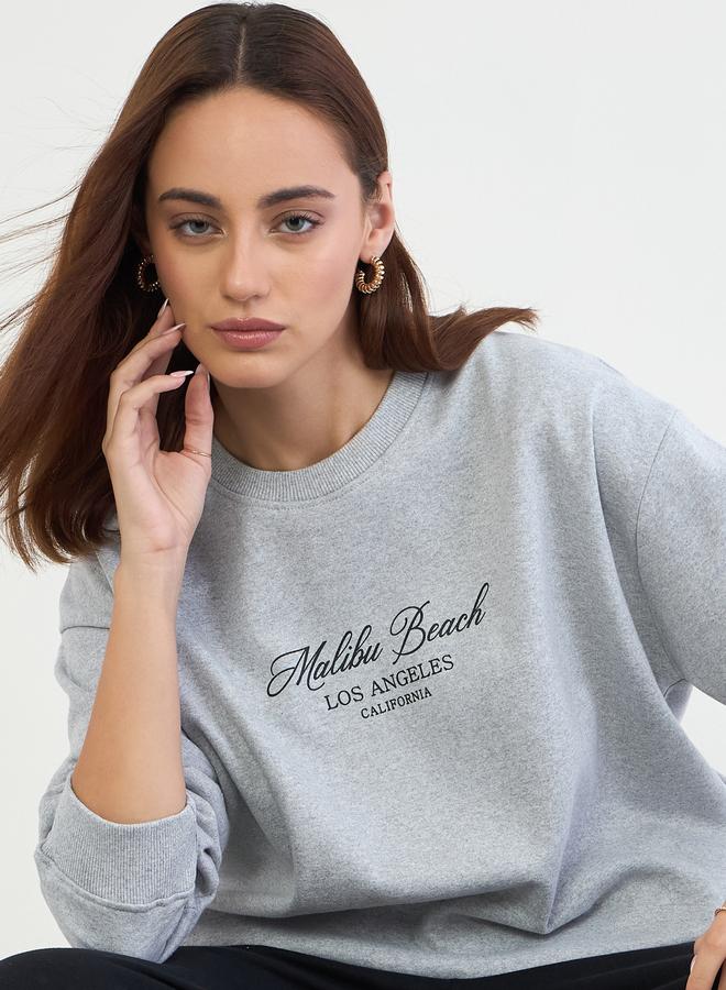 Styli Printed Longline Sweatshirt and Wide Leg Joggers Co-Ords - Image 1