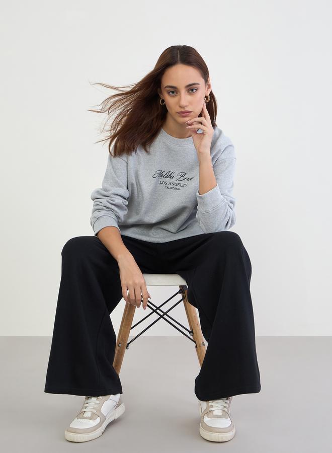 Styli Printed Longline Sweatshirt and Wide Leg Joggers Co-Ords - Image 4