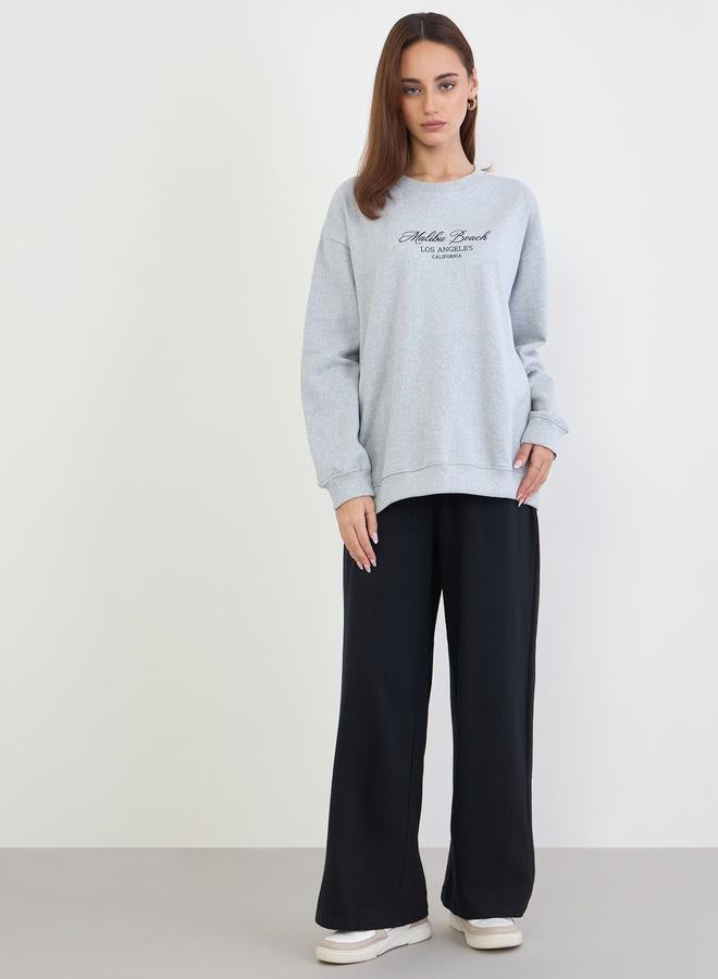 Styli Printed Longline Sweatshirt and Wide Leg Joggers Co-Ords - Image 3