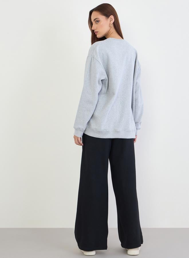 Styli Printed Longline Sweatshirt and Wide Leg Joggers Co-Ords - Image 5