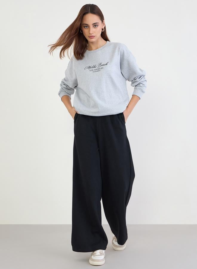 Styli Printed Longline Sweatshirt and Wide Leg Joggers Co-Ords - Image 2