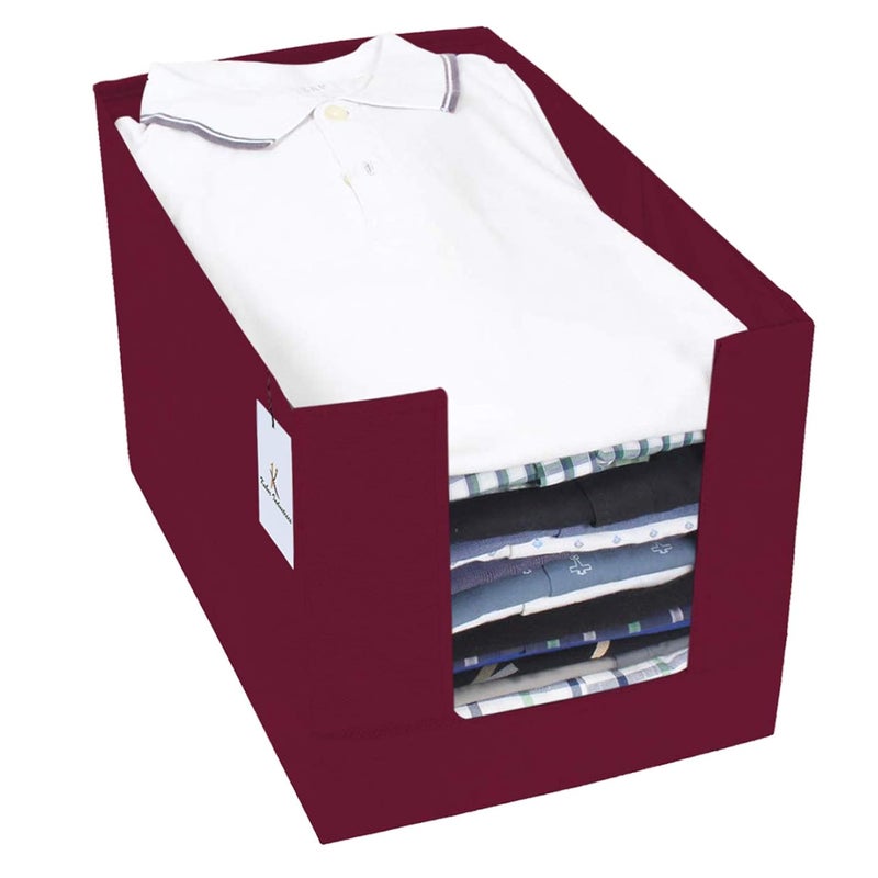Kuber Industries Non Woven Shirt Stacker Wardrobe Organizer Set MaroonCTKTC031840 - Image 1