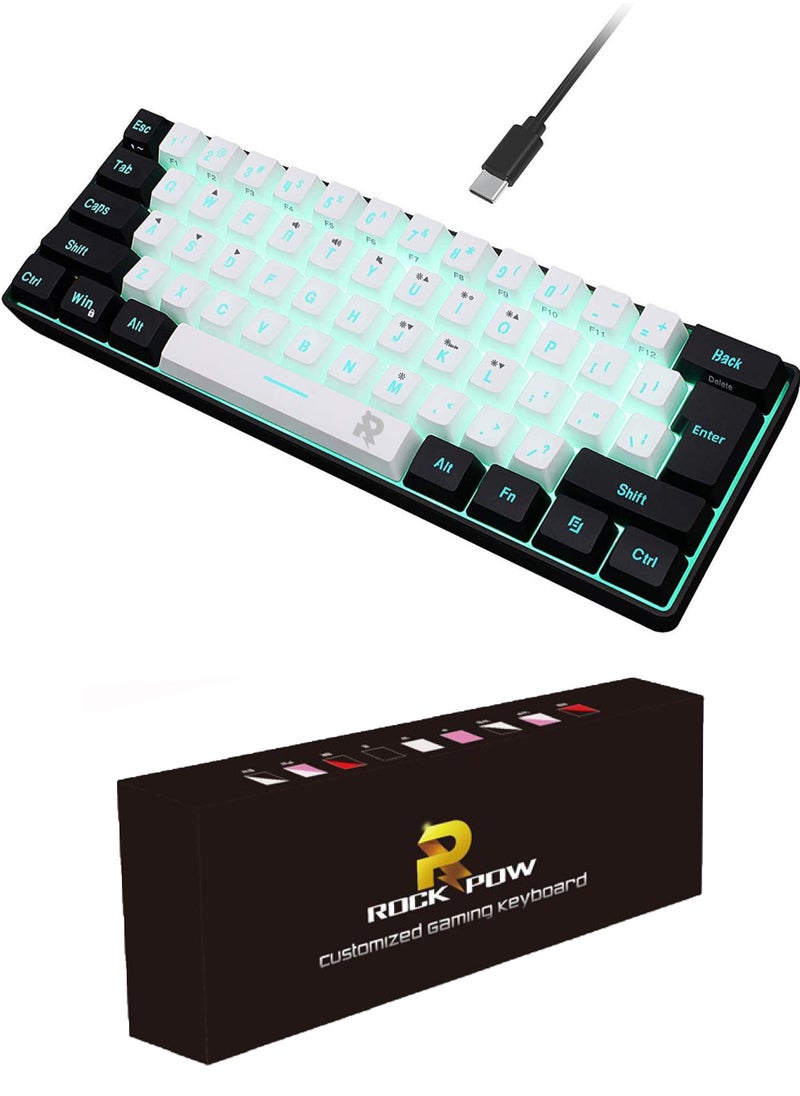 Rock Pow 61 Keys RGB Gaming Keyboard 60% Mini Wired Waterproof for Gamer  - Image 1