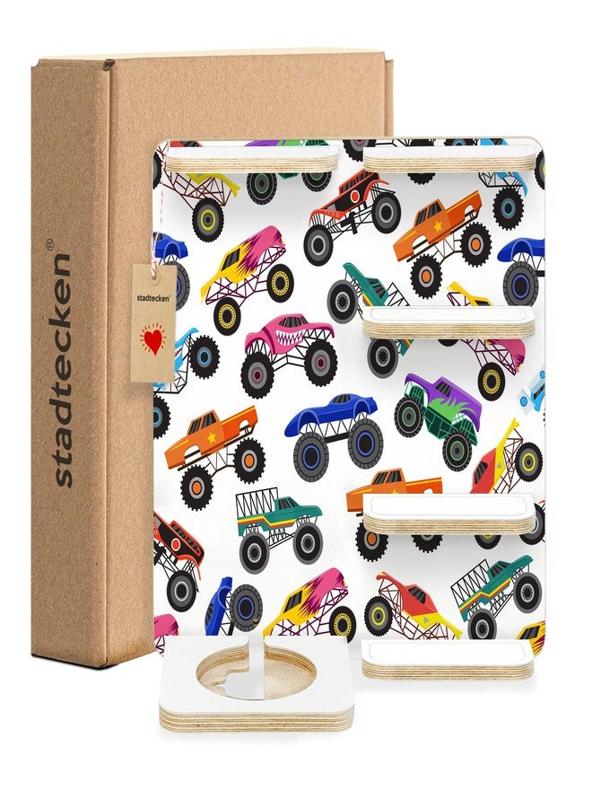 stadtecken® Wooden Shelf for Toniebox – Holds Up to 40 Tonies – Wall-Mountable Storage Organizer for Kids’ Room – Expandable & Compatible with Toniebox Figures (Monster Trucks) - Image 5