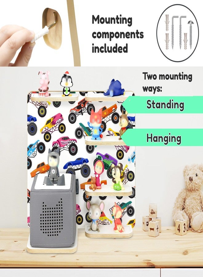 stadtecken® Wooden Shelf for Toniebox – Holds Up to 40 Tonies – Wall-Mountable Storage Organizer for Kids’ Room – Expandable & Compatible with Toniebox Figures (Monster Trucks) - Image 4