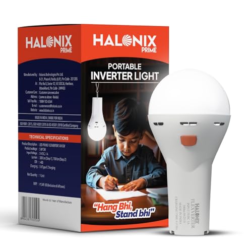 Halonix 5W Portable LED Torch + Bulb 2-In-1 Emergency Hanging Lantern,Rechargeable Emergency Light With Type C Charging,Portable LED Light,4 Hours Battery Backup,Cool Day Light,Pack Of 1,White - Image 1