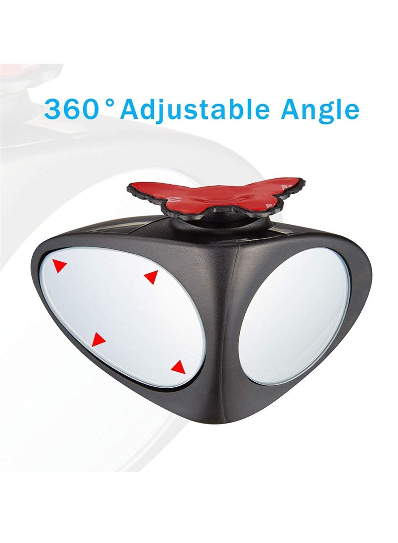 360 Degree Car Rearview Mirror High Definition Convex Glass Wide Angle Auxiliary Mirror with Dead View Mirror Black 1Pcs - Image 1