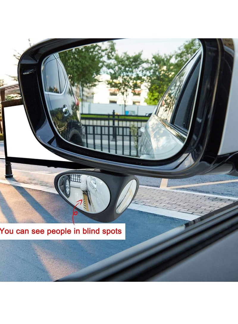 360 Degree Car Rearview Mirror High Definition Convex Glass Wide Angle Auxiliary Mirror with Dead View Mirror Black 1Pcs - Image 3