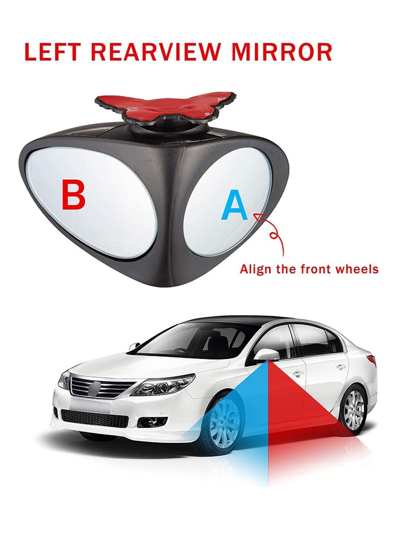 360 Degree Car Rearview Mirror High Definition Convex Glass Wide Angle Auxiliary Mirror with Dead View Mirror Black 1Pcs - Image 2