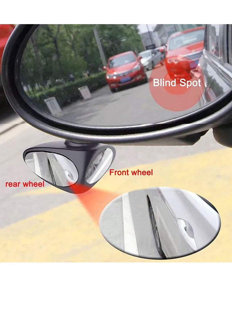 360 Degree Car Rearview Mirror High Definition Convex Glass Wide Angle Auxiliary Mirror with Dead View Mirror Black 1Pcs - Image 4