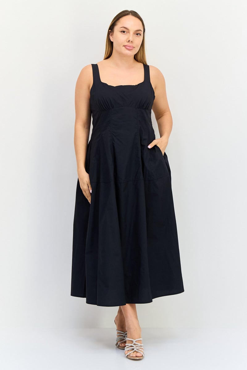 Kathy Ireland Women Solid Midi Dress, Black  - Image 1