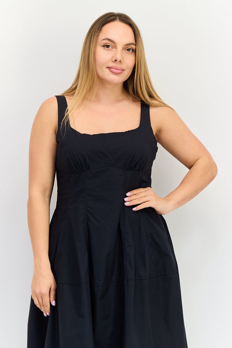 Kathy Ireland Women Solid Midi Dress, Black  - Image 4