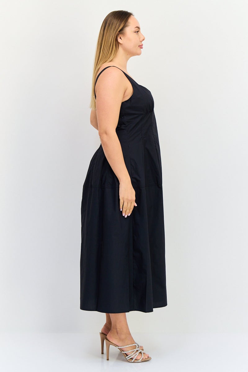 Kathy Ireland Women Solid Midi Dress, Black  - Image 2