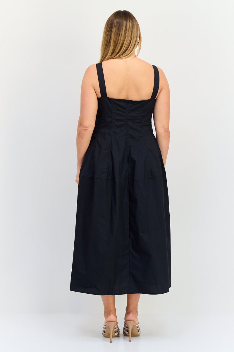 Kathy Ireland Women Solid Midi Dress, Black  - Image 3