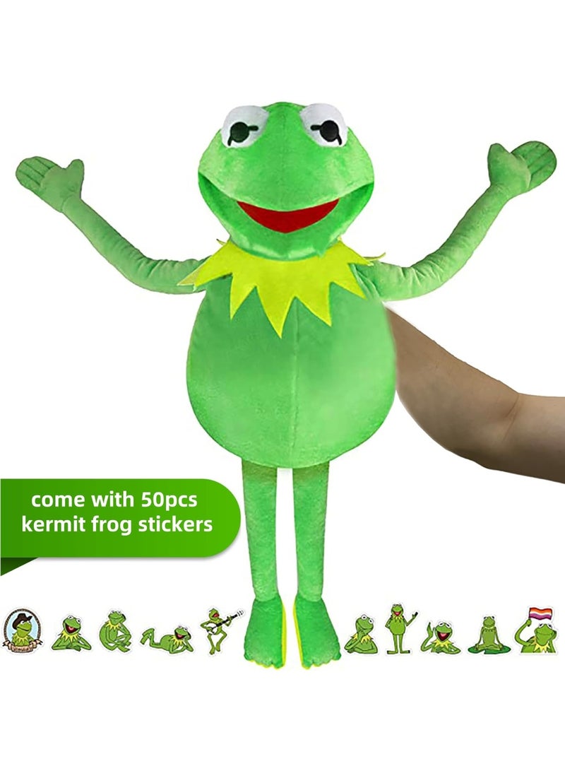 Muppets Hand puppet Kermit The Frog for Kids Frog Plush Toy Kermit Doll Anime Gifts with 50 Stickers - Image 4