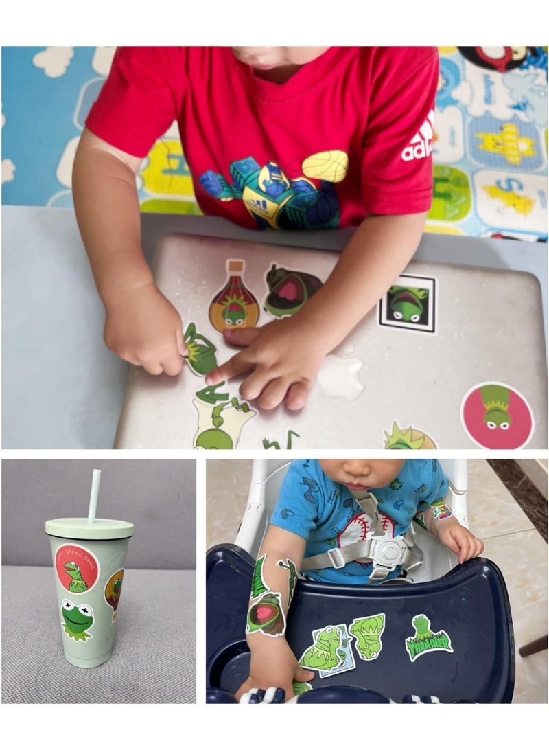 Muppets Hand puppet Kermit The Frog for Kids Frog Plush Toy Kermit Doll Anime Gifts with 50 Stickers - Image 5