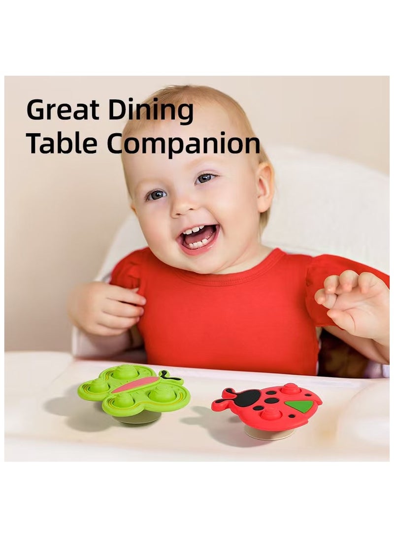 Suction Cup Spinner Toys for Babies - All Silicone Baby Spinners for High Chair, Airplane, Windows, Wall, Toddler Travel Toy, Spinning Fidget Toys, Sensory Bath Toy for Kids  - Image 3