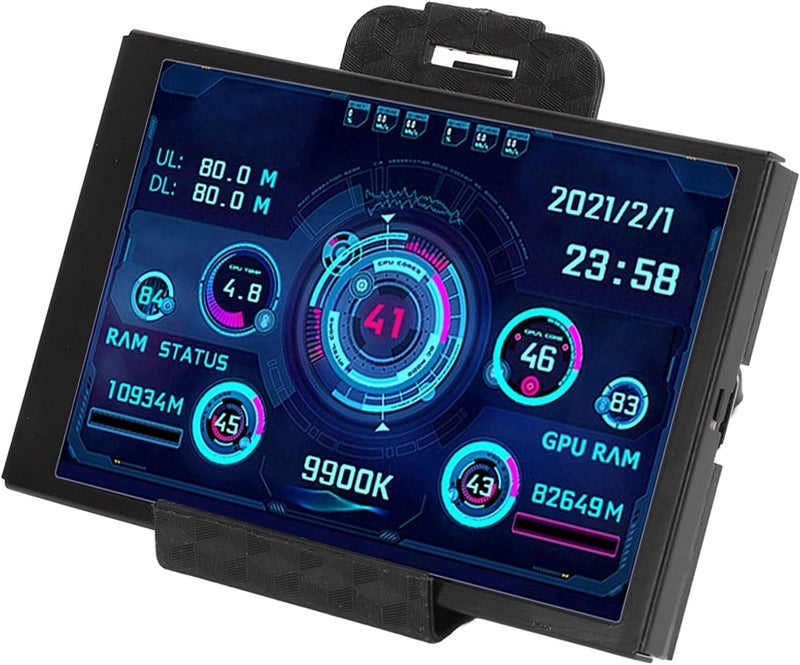 Ejoyous Computer Temp Monitor, 3.5in IPS Mini Full View High Resolution Display Screen with Stand USB Cable for aida64 PC CPU RAM Hard Disk Data Monitor, Plug and Play (Black) - Image 1