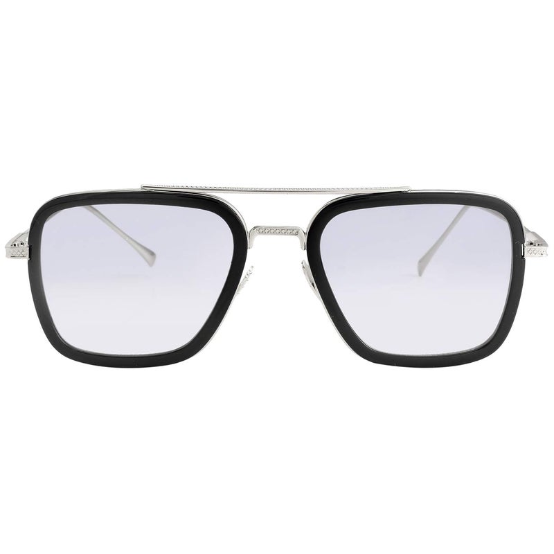 Kursan Polarized Tony Stark Sunglasses for Men Women Vintage Square Metal Frame Iron Man Eyeglasses (Silver Frame Gradient Light Grey Lens - Iron Man Original Color) - Image 3
