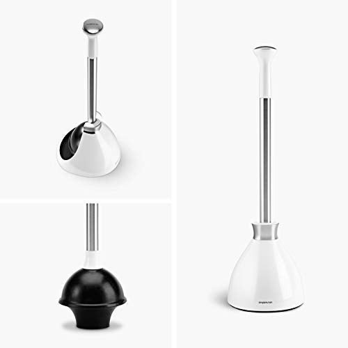simplehuman Toilet Plunger and Caddy, Stainless Steel, White - Image 2