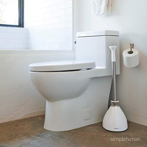 simplehuman Toilet Plunger and Caddy, Stainless Steel, White - Image 3