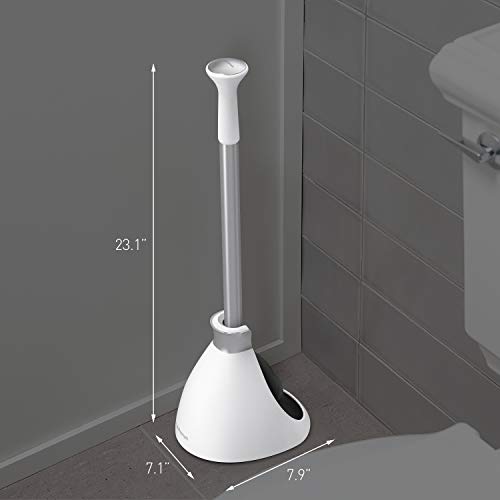simplehuman Toilet Plunger and Caddy, Stainless Steel, White - Image 4