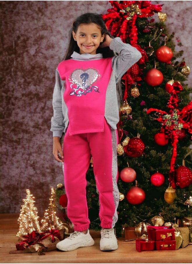 CHOiCE - Girls' Pajama, Embroidered Cotton Striped Melton with Heart Pattern, for 6-year-olds, for the 2024 season, made from high-quality fabric and super-soft materials, featuring vibrant and attractive colo - Image 1
